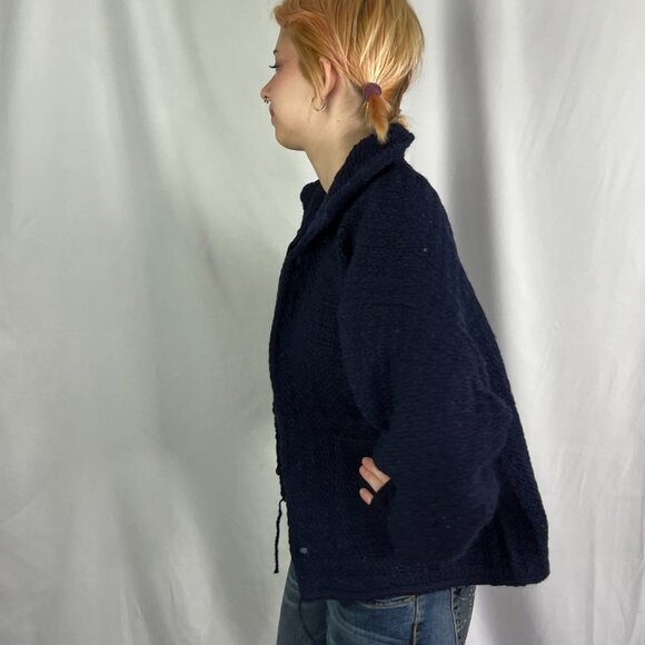 100% Wool Boxy Button Up Cardigan Made in Ecuador - Picture 3 of 13